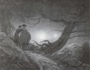 Zwei Manner  in Betrachtung des Mondes Caspar David Friedrich